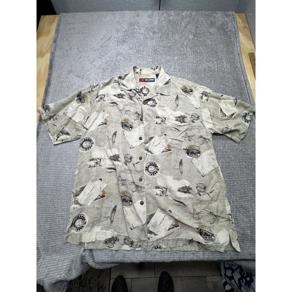 Reel Legends Mens 100% Silk Size‎ L Fishing Shirt - Picture 1 of 7